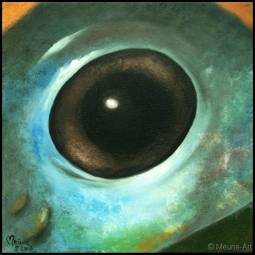 Augenblick eines Blaubeergiftpfeilfrosches Acryl auf Leinwand;
30 x 30 cm